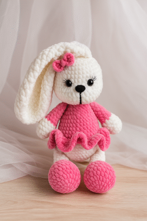 Handmade Pink Plush Mouse Doll