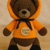 Handmade Plush Bear in Orange Hoodie